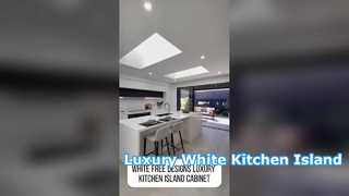 خزانة جزيرة مطبخ فاخرة ذات تصميم مجاني باللون الأبيض