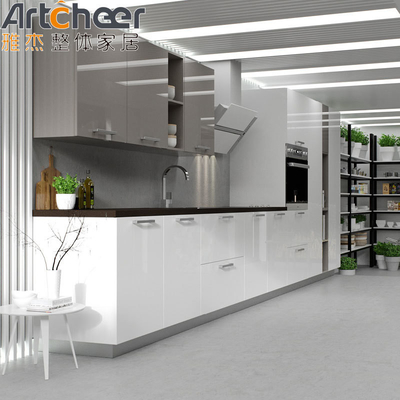 الأثاث ذكي الفاخرة النمط الجزيرة البيضاء مجموعة الميلامين المطبخ المعدنية